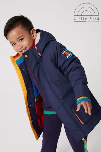 Little Bird by Jools Oliver Navy Shower Resistant Rainbow Parka (D34398) | £65 - £69