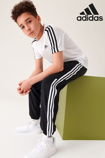 adidas results Black Sportswear Essentials 3-Stripes Woven Joggers (D34400) | £25
