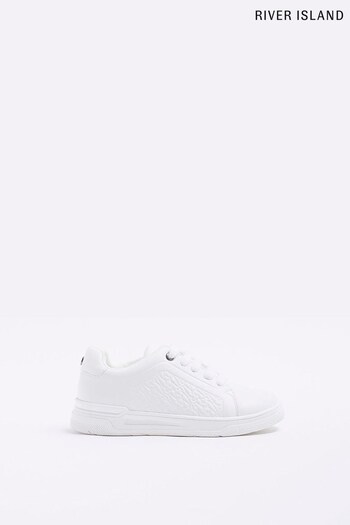 River Island Boys White Emboss Trainers (D34409) | £20