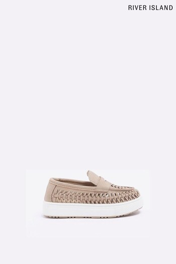 River Island Hi-top Brown Weave Loafers (D34552) | £22
