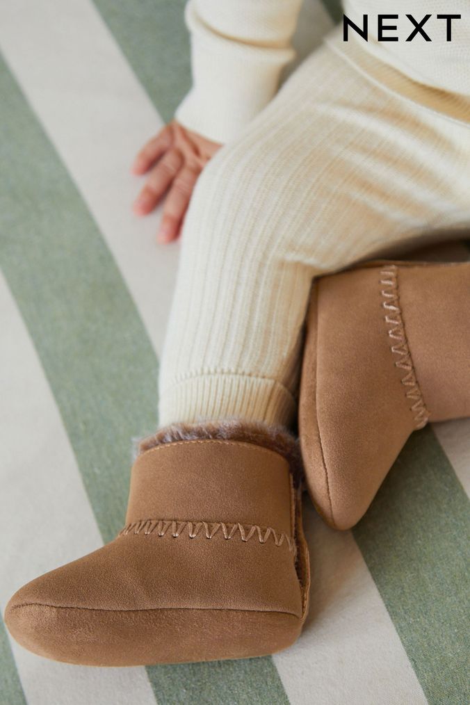 Tan Brown Warm Lined Baby Pull On Boots (0-24mths) (D34682) | £10