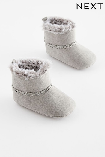 Grey Warm Lined Baby Pull On Boots (0-24mths) (D34686) | £10