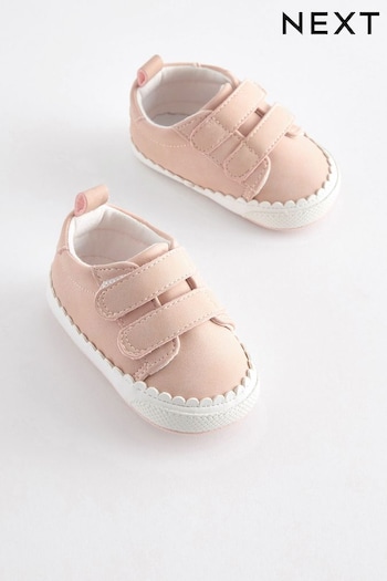 Pink Scallop Baby Trainers (0-24mths) (D34695) | £7
