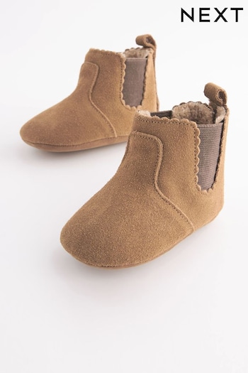 Tan Brown Leather Baby Chelsea Boots (0-24mths) (D34700) | £12