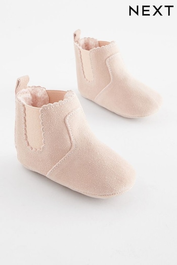 Pink Leather Slip-On-Sneakers Chelsea Boots (0-24mths) (D34702) | £12