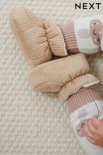 Tan Brown Cord Pull On Baby Boots (0-24mths) (D34703) | £8