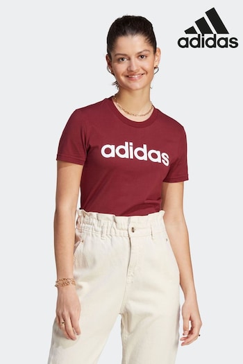 adidas Red Sportswear Essentials Slim Logo T-Shirt (D34777) | £20