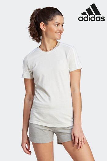 adidas fall White Sportswear Essentials Slim 3-Stripes T-Shirt (D34788) | £23