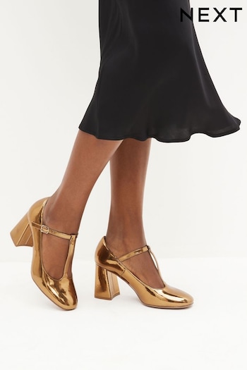 Gold Forever Comfort® T-Bar Block Heel Shoes (D34835) | £38