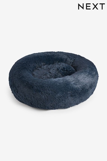 Navy Faux Fur Donut Pet Bed (D34853) | £35