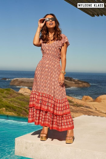 Myleene Klass Ikat Border Print Maxi Dress (D34874) | £60