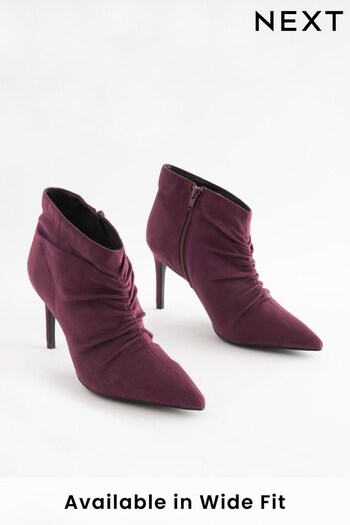Berry Red Forever Comfort® Point Toe Ruched Ankle Boots Navy (D34929) | £44