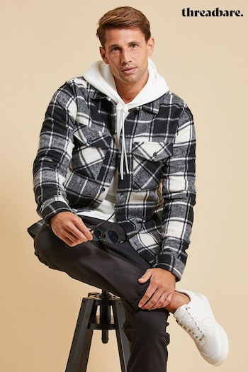 Threadbare Black Brushed Check Shacket (D34972) | £32