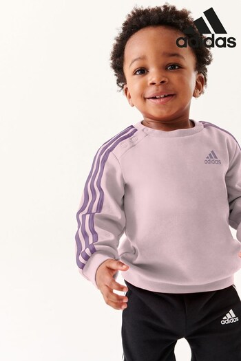 adidas Clear Pink Infant 3S Tracksuit (D35116) | £28