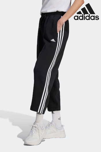 adidas Black Sportswear Essentials 3-Stripes Open Hem Fleece Joggers (D35141) | £38