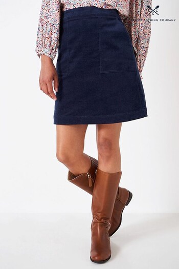 Crew Clothing Company Dark Blue Cotton Structured Skirt (D35159) | £55