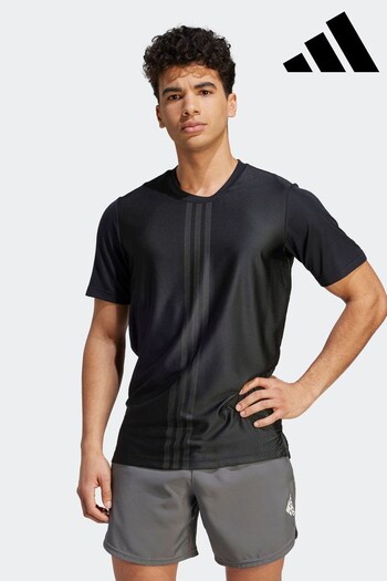 adidas Adizero Black Performance HIIT Workout 3-Stripes T-Shirt (D35212) | £35