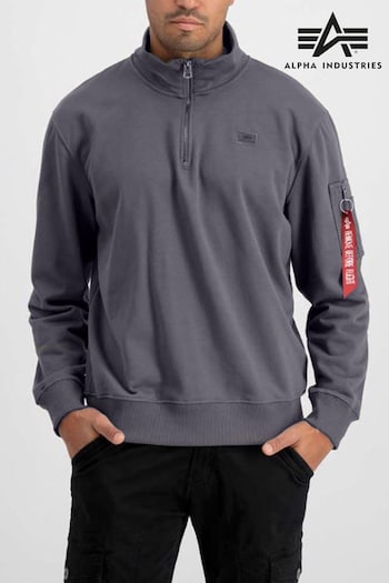 Alpha Industries Grey X-Fit Half Zip Sweater (D35236) | £100