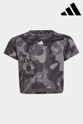 adidas Black BARROWwear Essentials Aeroready Seasonal Print Crop T-Shirt Kids (D35289) | £20