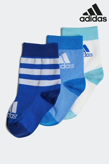 adidas Blue Kids Graphic Socks 3 Pairs (D35352) | £10