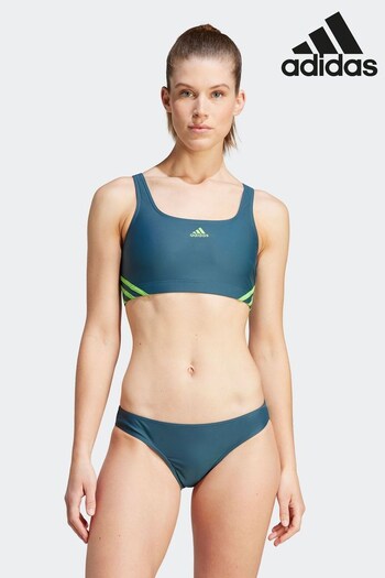 adidas Green Sportswear Swim 3-Stripe Bikini (D35360) | £38