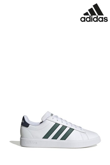adidas White/Green Grand Court 2.0 Trainers (D35417) | £70