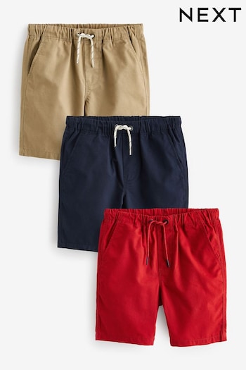 Navy Blue/Red/Tan Brown Pull-On ideas Shorts 3 Pack (3-16yrs) (D35522) | £18 - £33