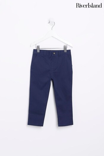 River Island Blue Boys Stretch Chino Trousers (D35523) | £14