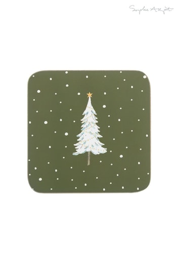 Sophie Allport Green Set Of 4 Festive Forest Coasters (D35706) | £17