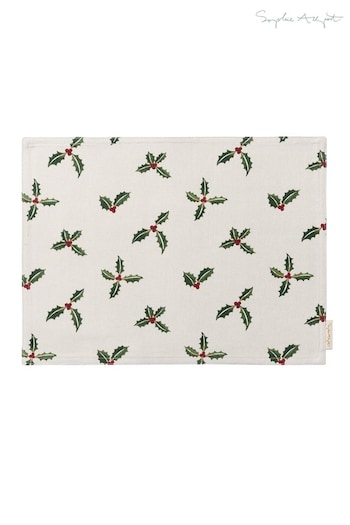 Sophie Allport Natural Fabric Christmas Holly And Berry Placemat (D35715) | £9