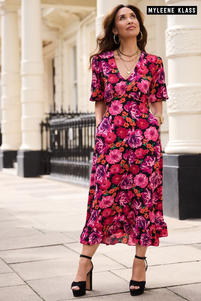 Myleene Klass Pink Floral Tea Dress (D35776) | £55