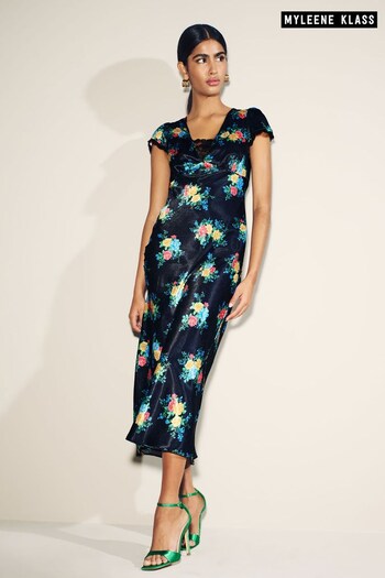 Myleene Klass Floral Lace Insert Black Dress (D35783) | £60