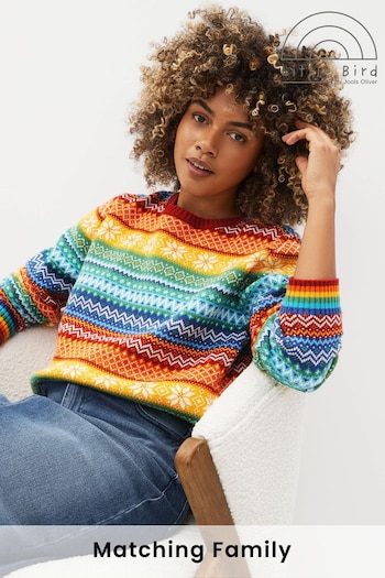 Little Bird by Jools Oliver Multi Adults Rainbow Christmas Fairisle Knitted Jumper (D35805) | £38