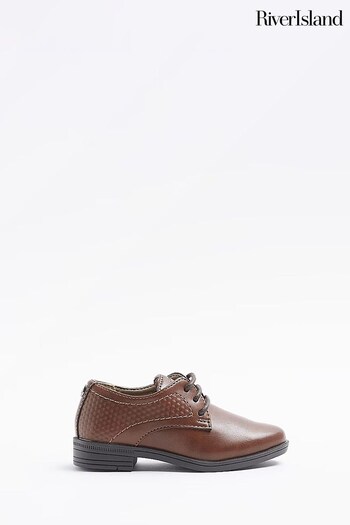 River Island Retro Brown Embossed Point Shoes check (D35865) | £22