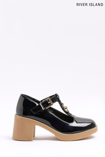River Island Girls Black Heeled Mary Jane Shoes (D35884) | £27