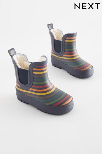 Rainbow Stripe Warm Lined Ankle Wellies (D35895) | £15 - £18