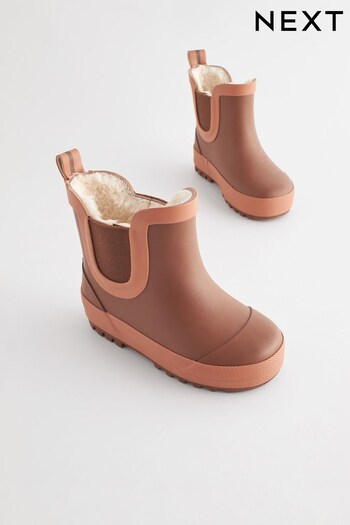 Rust Brown Warm Lined Ankle Wellies (D35905) | £15 - £18