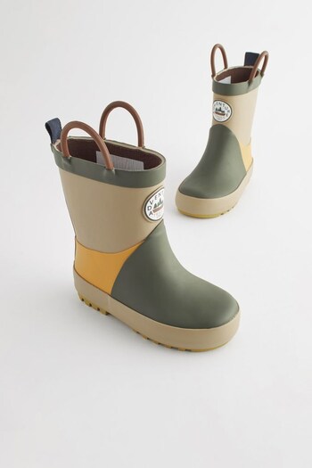 Neutral Colourblock Wellies With Pull-on Handles (D35906) | £15 - £18