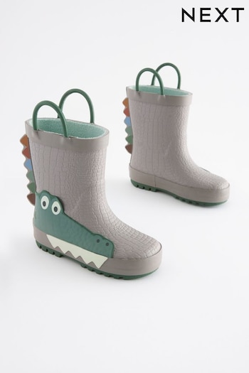 Neutral 3D Crocodile Wellies With Pull-on Handles (D35907) | £16 - £19