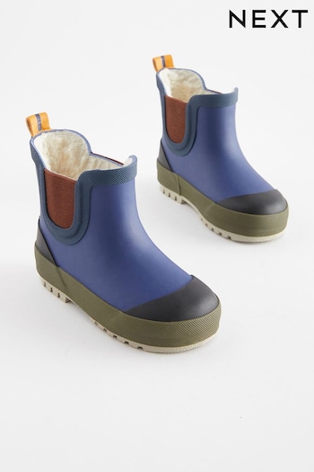 Navy Blue Colourblock Warm Lined Ankle Wellies (D35910) | £15 - £18