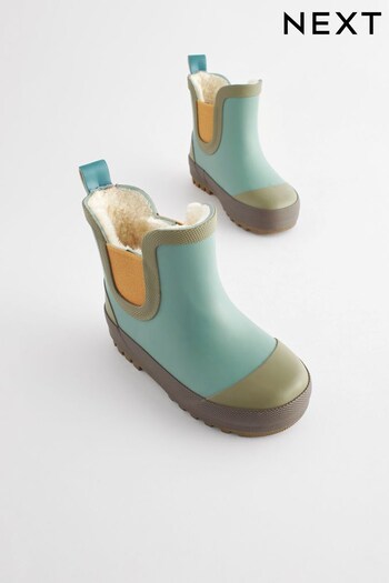 Blue Colourblock Warm Lined Ankle Wellies (D35912) | £15 - £18