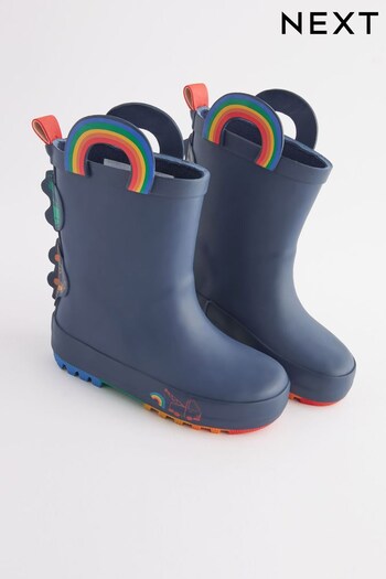 Navy Blue Transport Wellies With Pull-on Handles (D35915) | £16 - £19