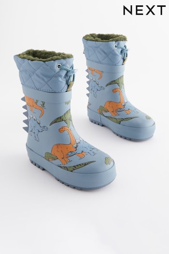 Blue Dinosaur Cuff Wellies (D35919) | £18 - £21