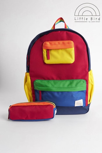 Little Bird by Jools Oliver Multi Rainbow Colourblock Backpack and Pencil Case (D35988) | £22