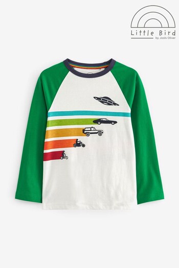 Little Bird by Jools Oliver White/Green Long Sleeve Colourful T-Shirt (D35990) | £14 - £17