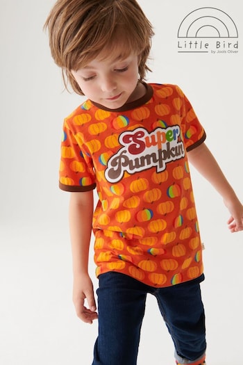 Little Bird by Jools Oliver Orange Pumpkin Short Sleeve Halloween T-Shirt (D35991) | £12 - £15