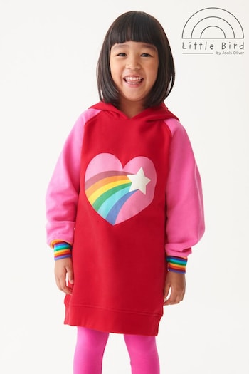 Little Bird by Jools Oliver Pink Heart Red and Pink Longline Heart Hoodie Macac Dress (D35995) | £26 - £32