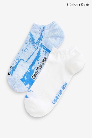 Calvin Klein Blue Distorted Trainer Socks 2 Pack (D36179) | £12
