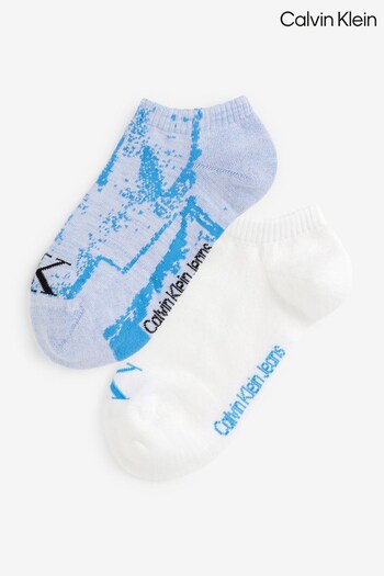 Calvin Klein Blue Trainer Socks 2 Pack (D36190) | £12