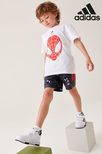 adidas White x Marvel Spider-Man Tee and Shorts Set (D36272) | £35